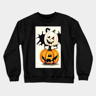 Halloween Scary Evil Pumpkin Funny Pumpkin Head Crewneck Sweatshirt